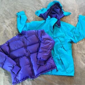 VTG REI 3-in-1 Gortex Down Removable Hooded Parka Jacket Purple Blue Womens Sz S